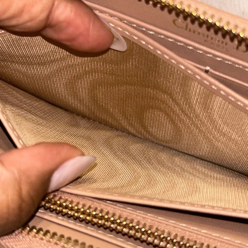 Christian Dior Blush Pink Grained Leather Zippy Wallet‎